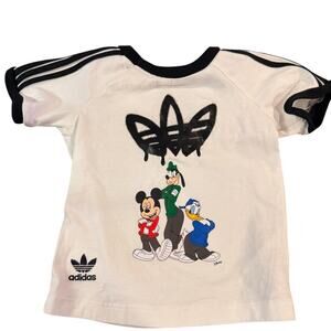 Adidas Disney Baby T Shirt Mickey Goofy Donald 6-9M White Graphic Tee